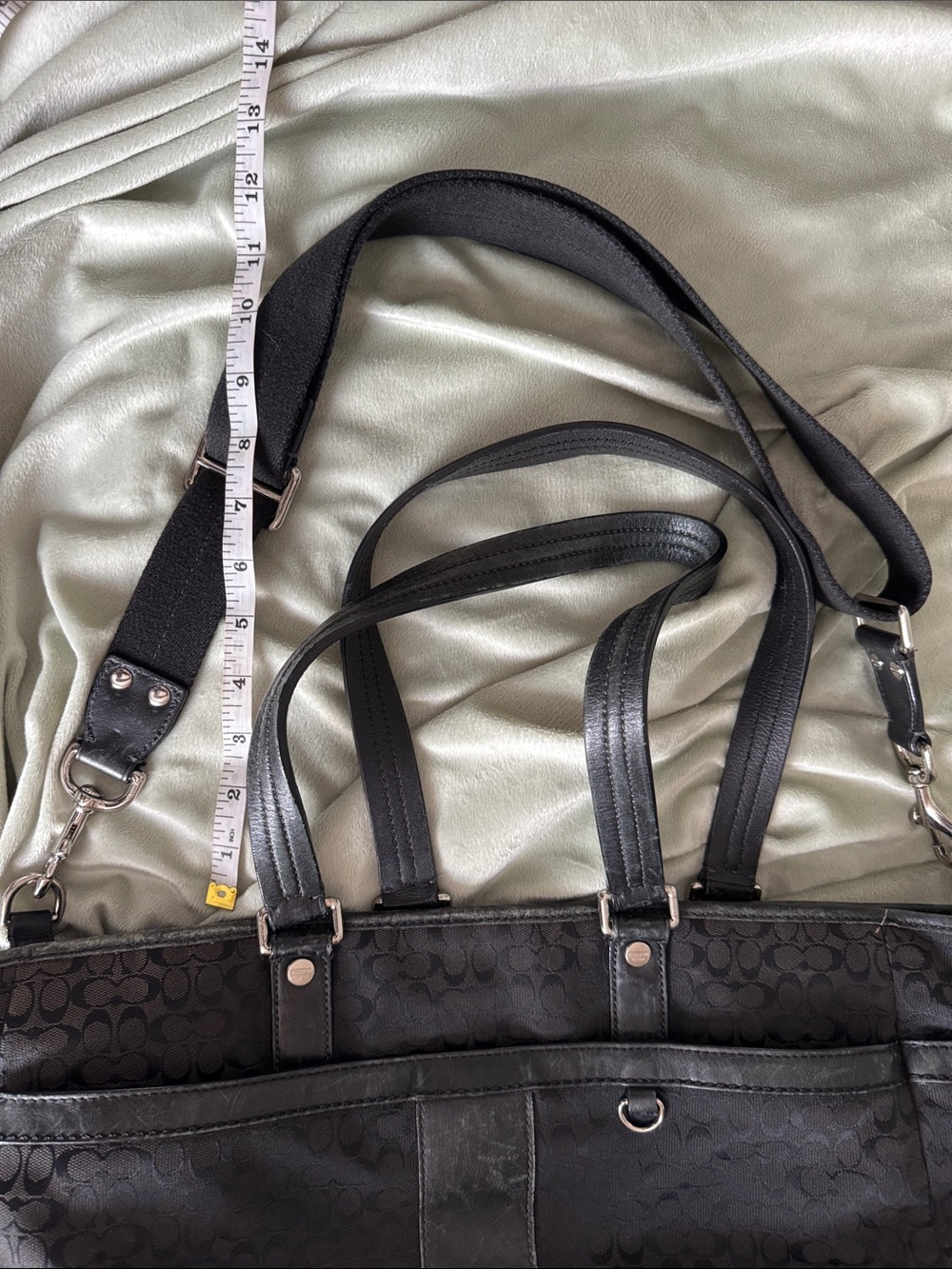 Coach Black Signature Canvas Convertible Shoulder Tote - Picture 11 of 11